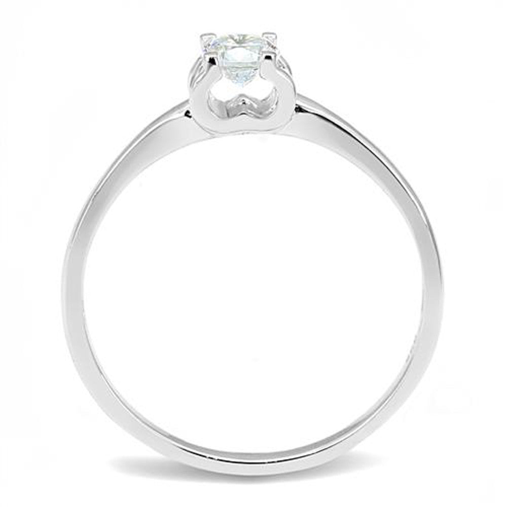 Women's .25 Ct Round Cut Cz .925 Sterling Silver Rhodium Plated Engagement Ring
